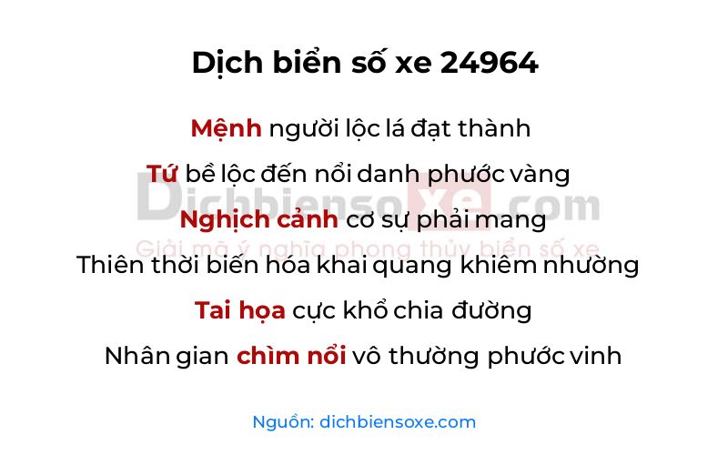 Dịch thơ biển số 24964