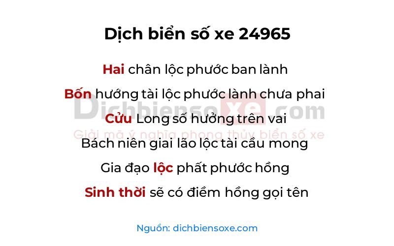 Dịch thơ biển số 24965