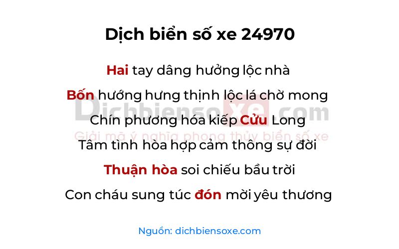 Dịch thơ biển số 24970