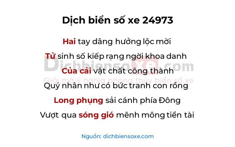 Dịch thơ biển số 24973