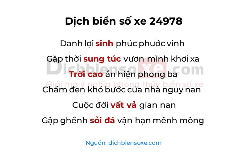 Dịch thơ biển số 24978