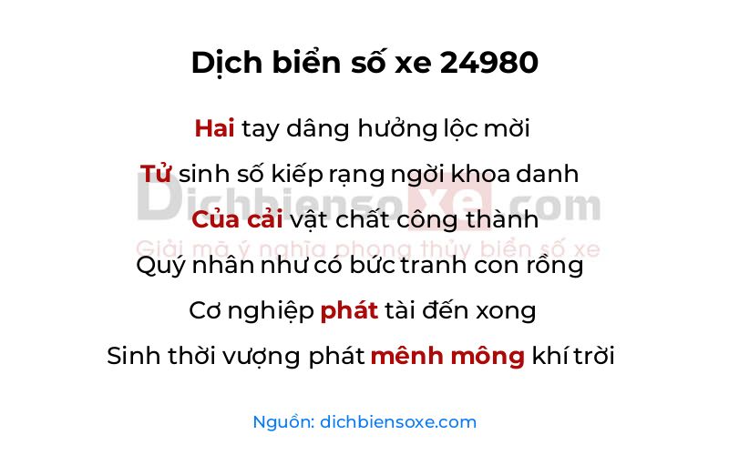 Dịch thơ biển số 24980