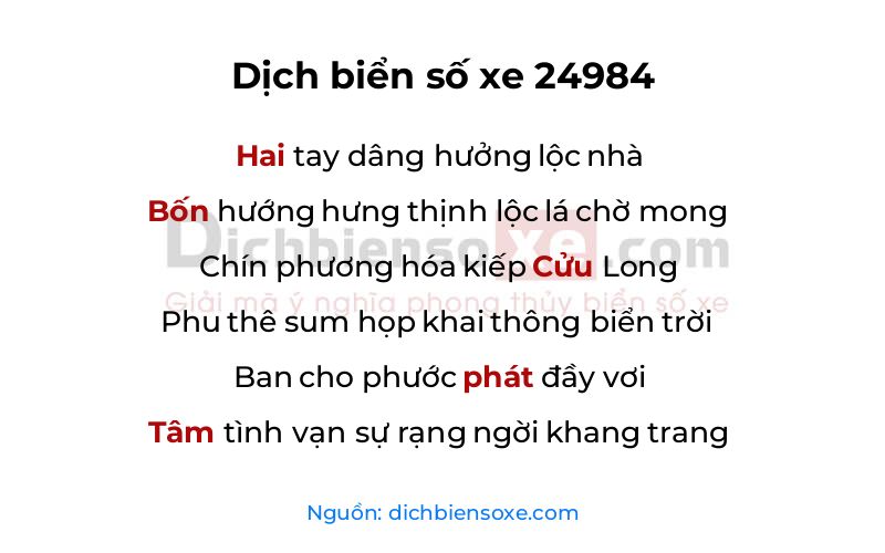Dịch thơ biển số 24984