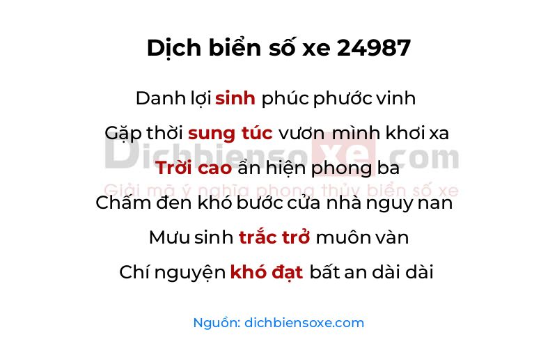 Dịch thơ biển số 24987