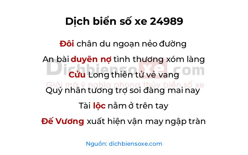 Dịch thơ biển số 24989