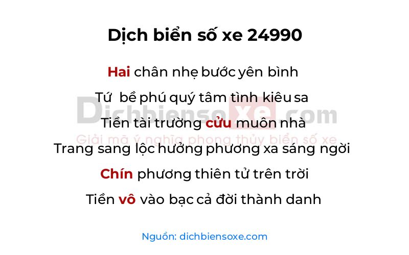Dịch thơ biển số 24990