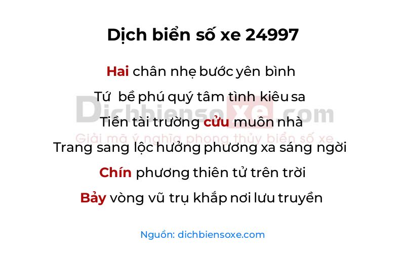 Dịch thơ biển số 24997