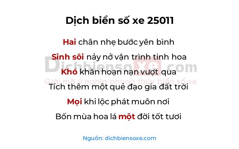 Dịch thơ biển số 25011