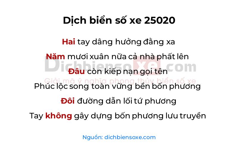 Dịch thơ biển số 25020