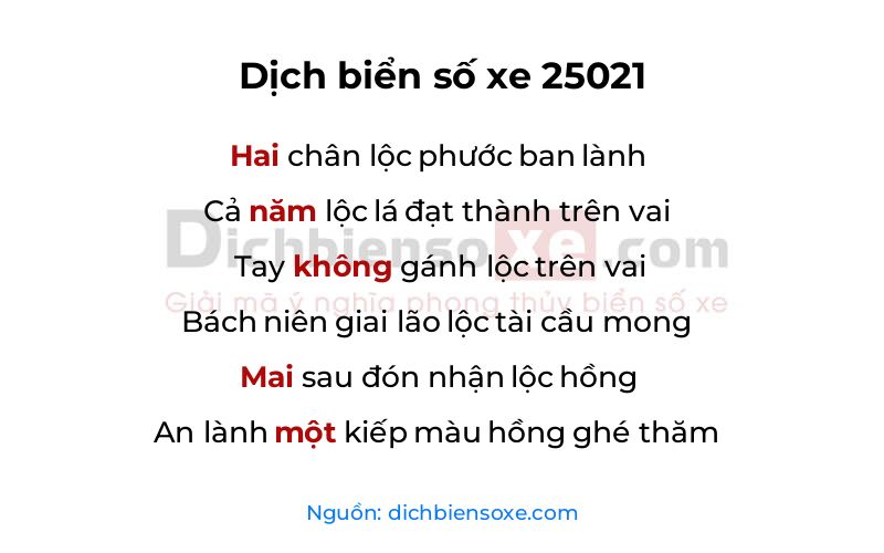 Dịch thơ biển số 25021