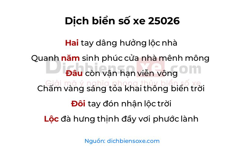 Dịch thơ biển số 25026