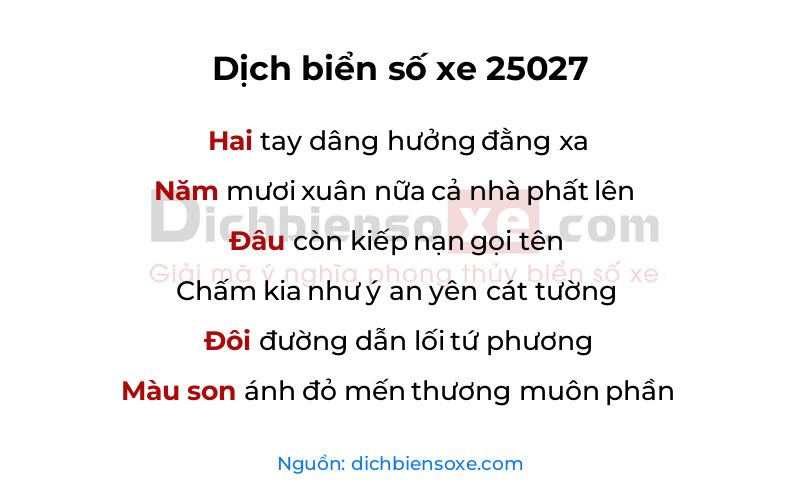 Dịch thơ biển số 25027
