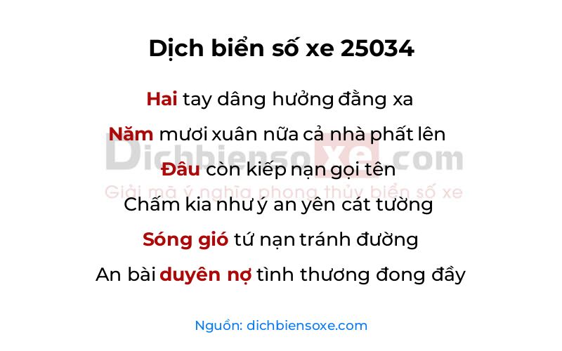 Dịch thơ biển số 25034