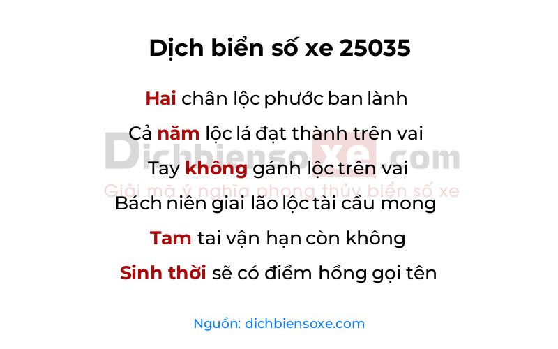 Dịch thơ biển số 25035