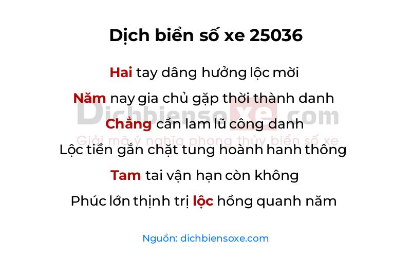 Dịch thơ biển số 25036