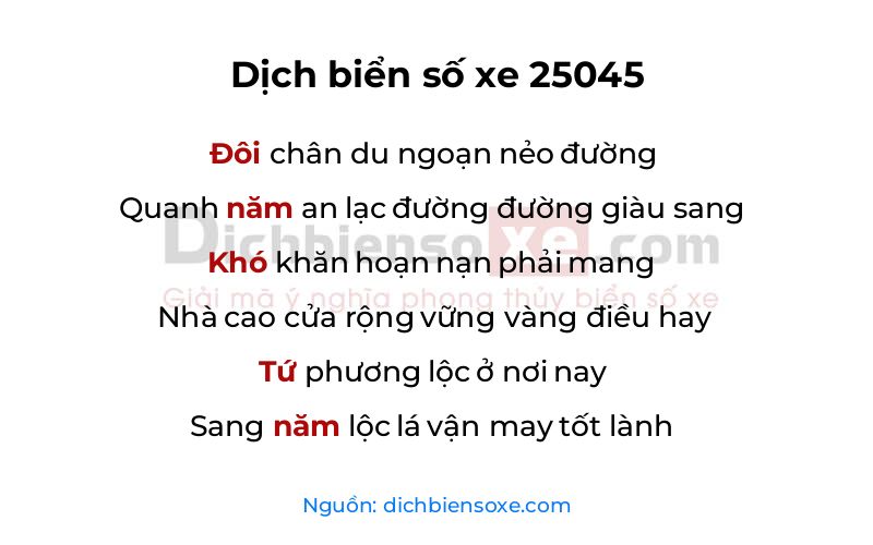 Dịch thơ biển số 25045