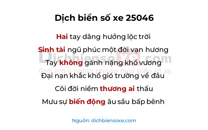 Dịch thơ biển số 25046