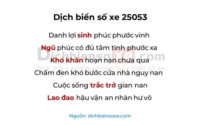 Dịch thơ biển số 25053