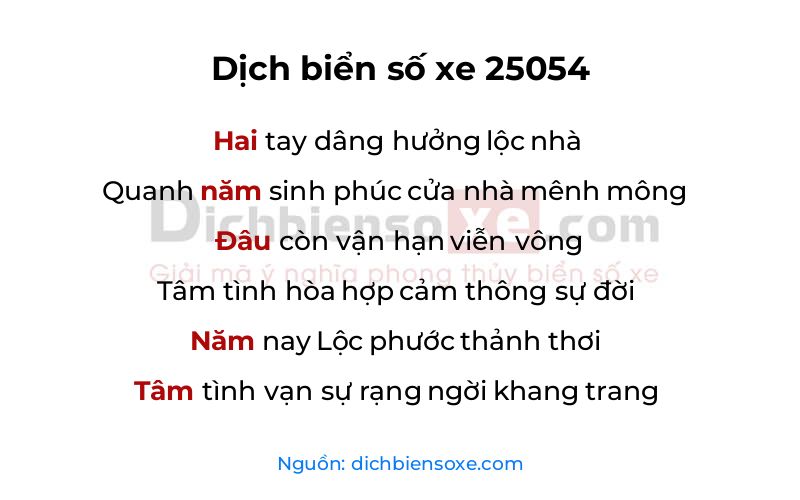 Dịch thơ biển số 25054