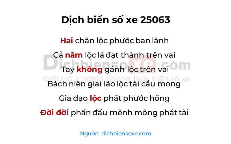 Dịch thơ biển số 25063