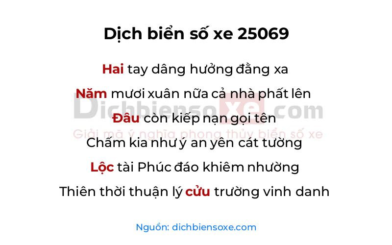Dịch thơ biển số 25069