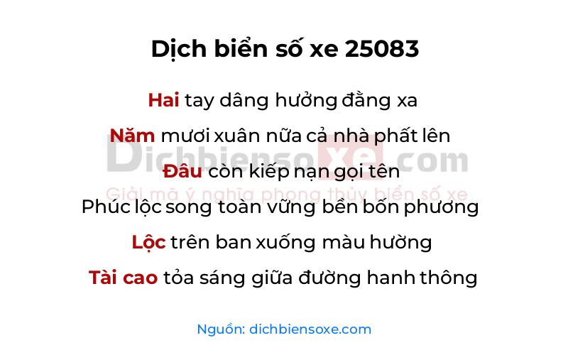 Dịch thơ biển số 25083