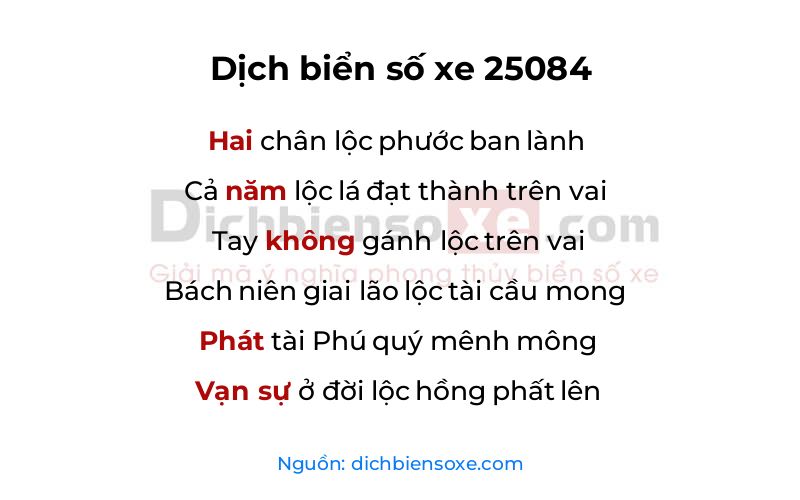 Dịch thơ biển số 25084