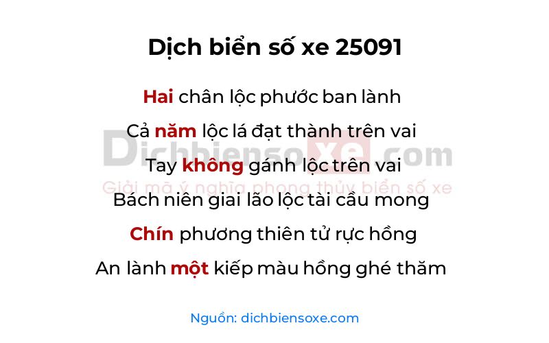 Dịch thơ biển số 25091