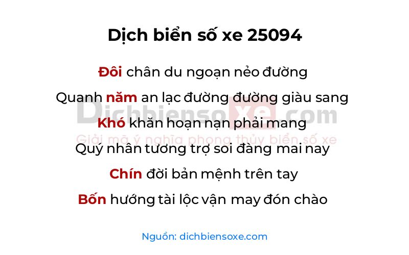 Dịch thơ biển số 25094