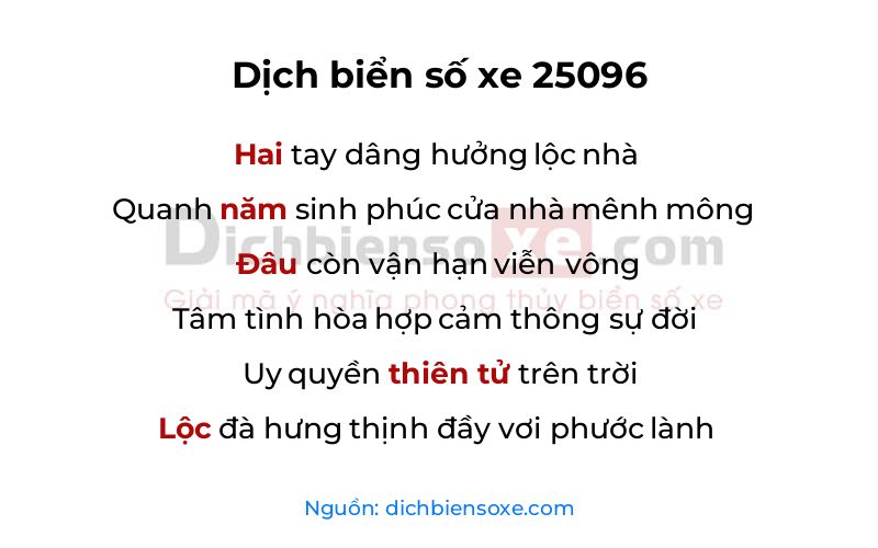 Dịch thơ biển số 25096