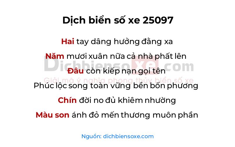 Dịch thơ biển số 25097