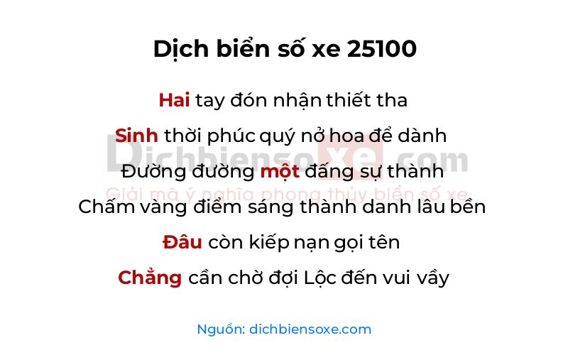 Dịch thơ biển số 25100
