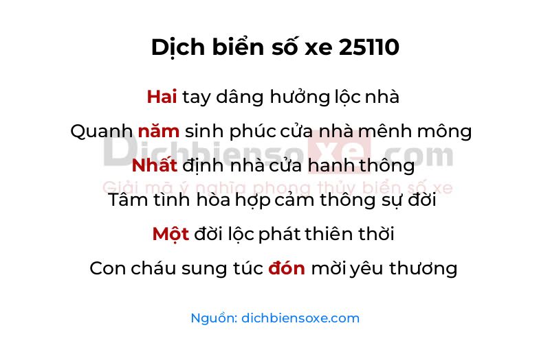 Dịch thơ biển số 25110