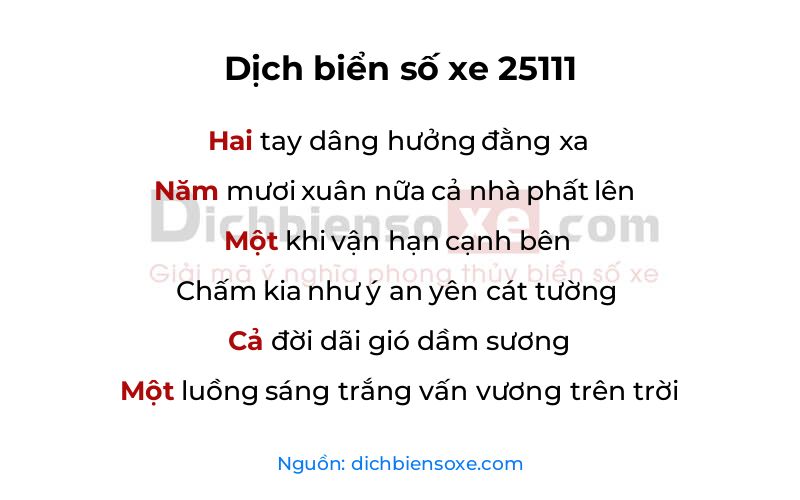 Dịch thơ biển số 25111