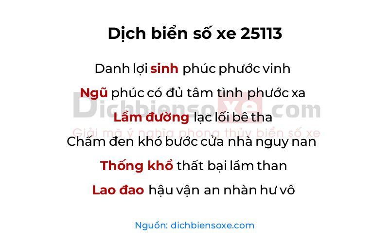 Dịch thơ biển số 25113