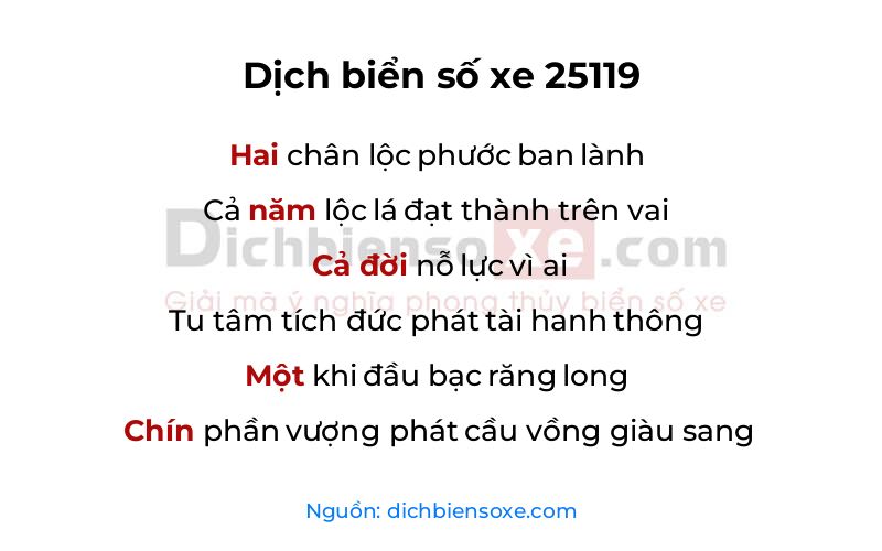 Dịch thơ biển số 25119