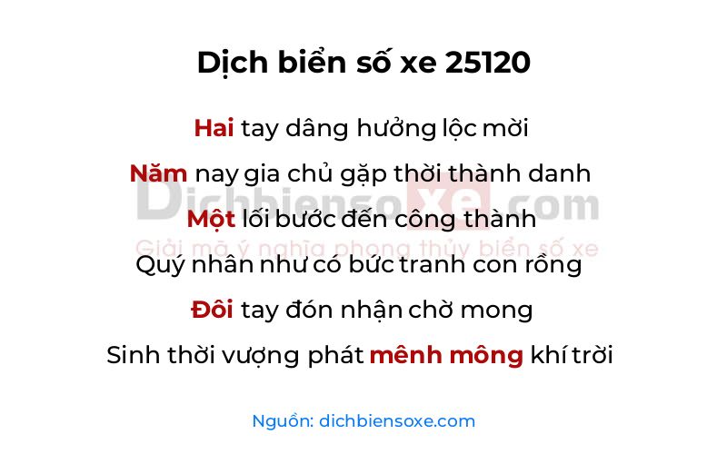 Dịch thơ biển số 25120