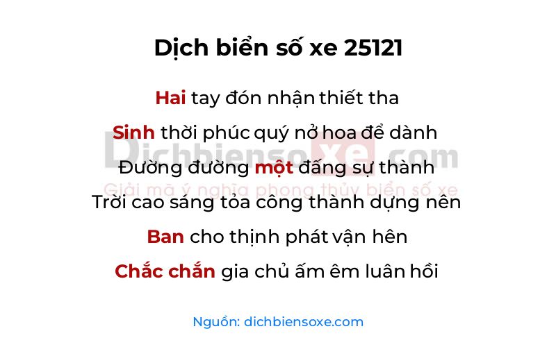 Dịch thơ biển số 25121