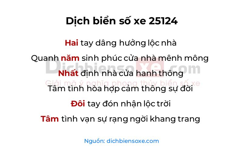 Dịch thơ biển số 25124
