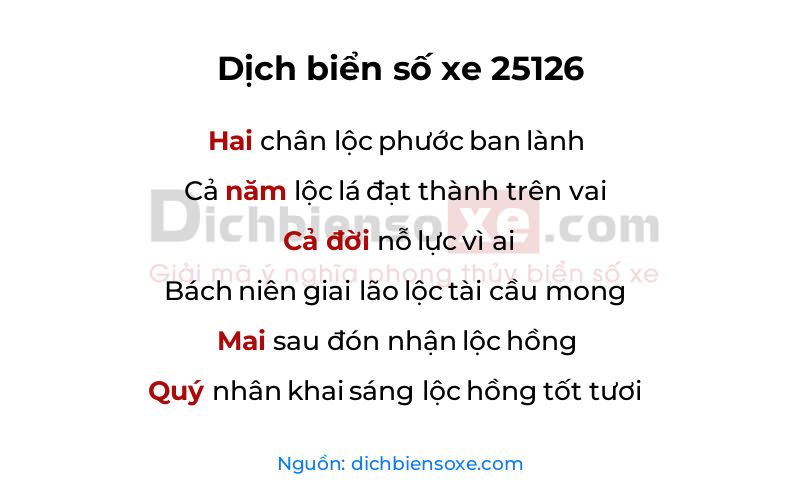 Dịch thơ biển số 25126