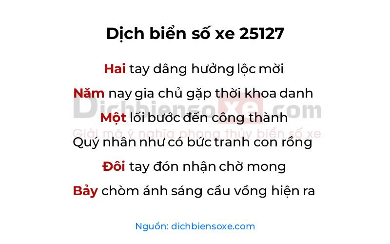 Dịch thơ biển số 25127