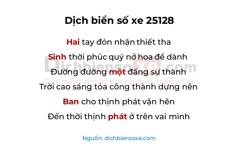 Dịch thơ biển số 25128