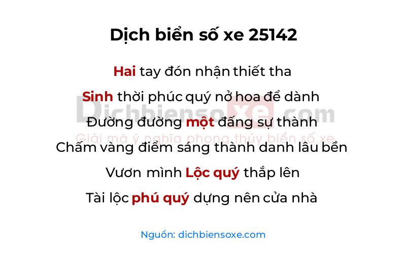 Dịch thơ biển số 25142