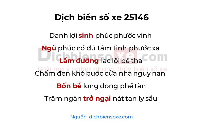 Dịch thơ biển số 25146