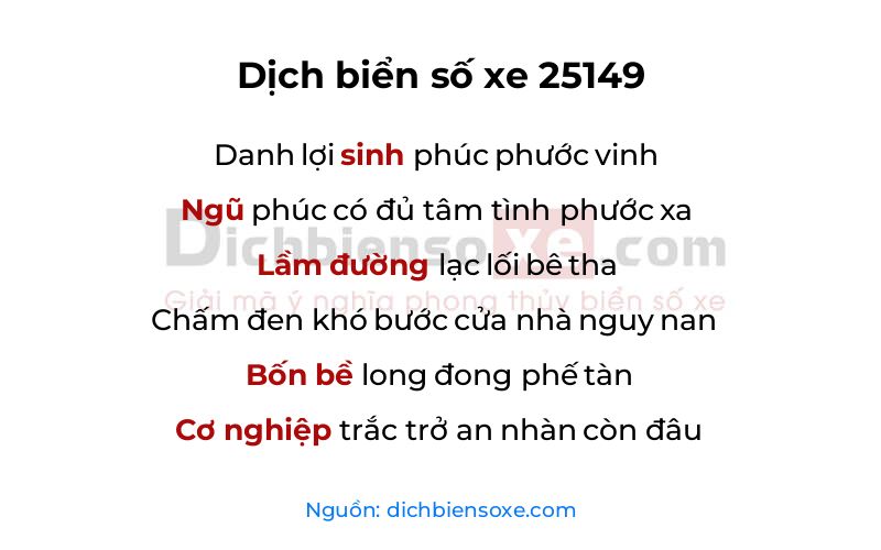 Dịch thơ biển số 25149