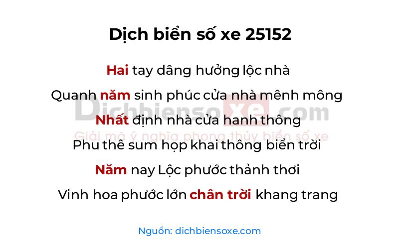 Dịch thơ biển số 25152