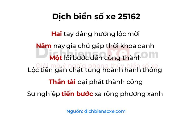 Dịch thơ biển số 25162