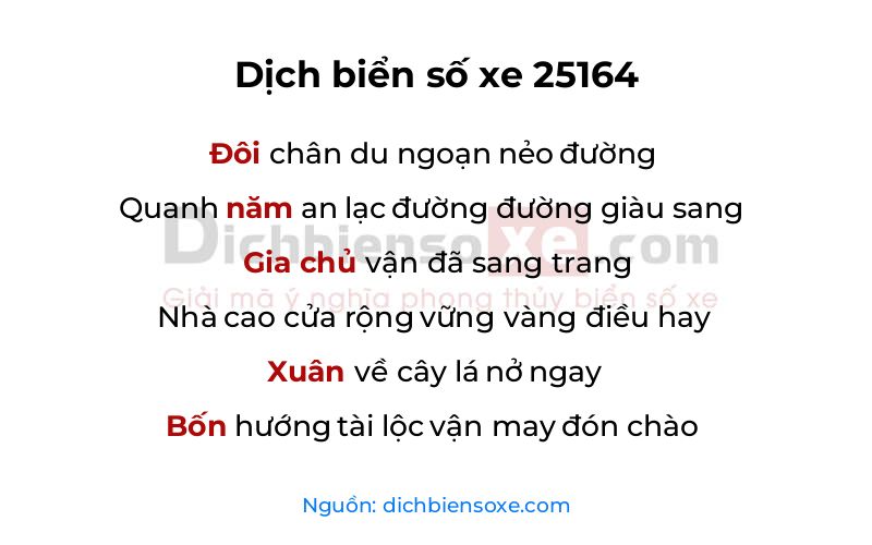 Dịch thơ biển số 25164