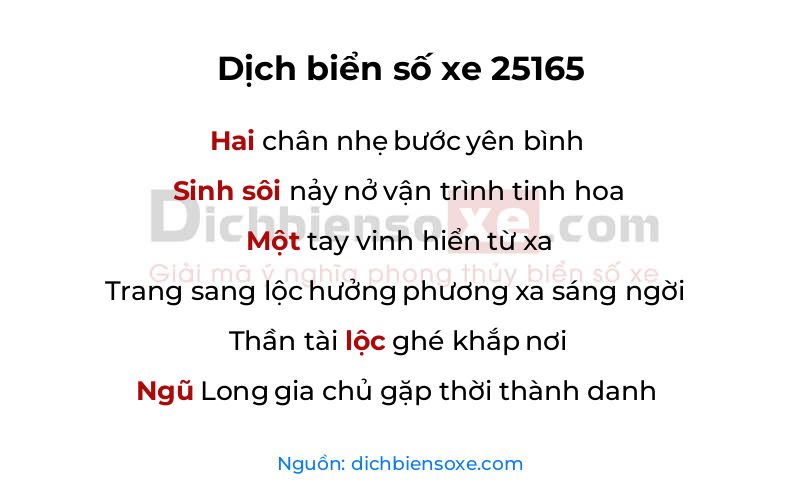 Dịch thơ biển số 25165