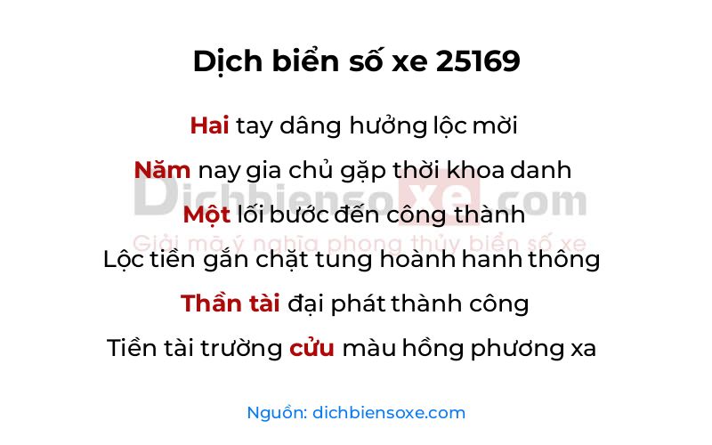 Dịch thơ biển số 25169